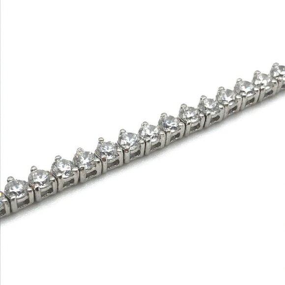 925 Sterling Silver CZ Round Cut Tennis Bracelet - Picture 5 of 5